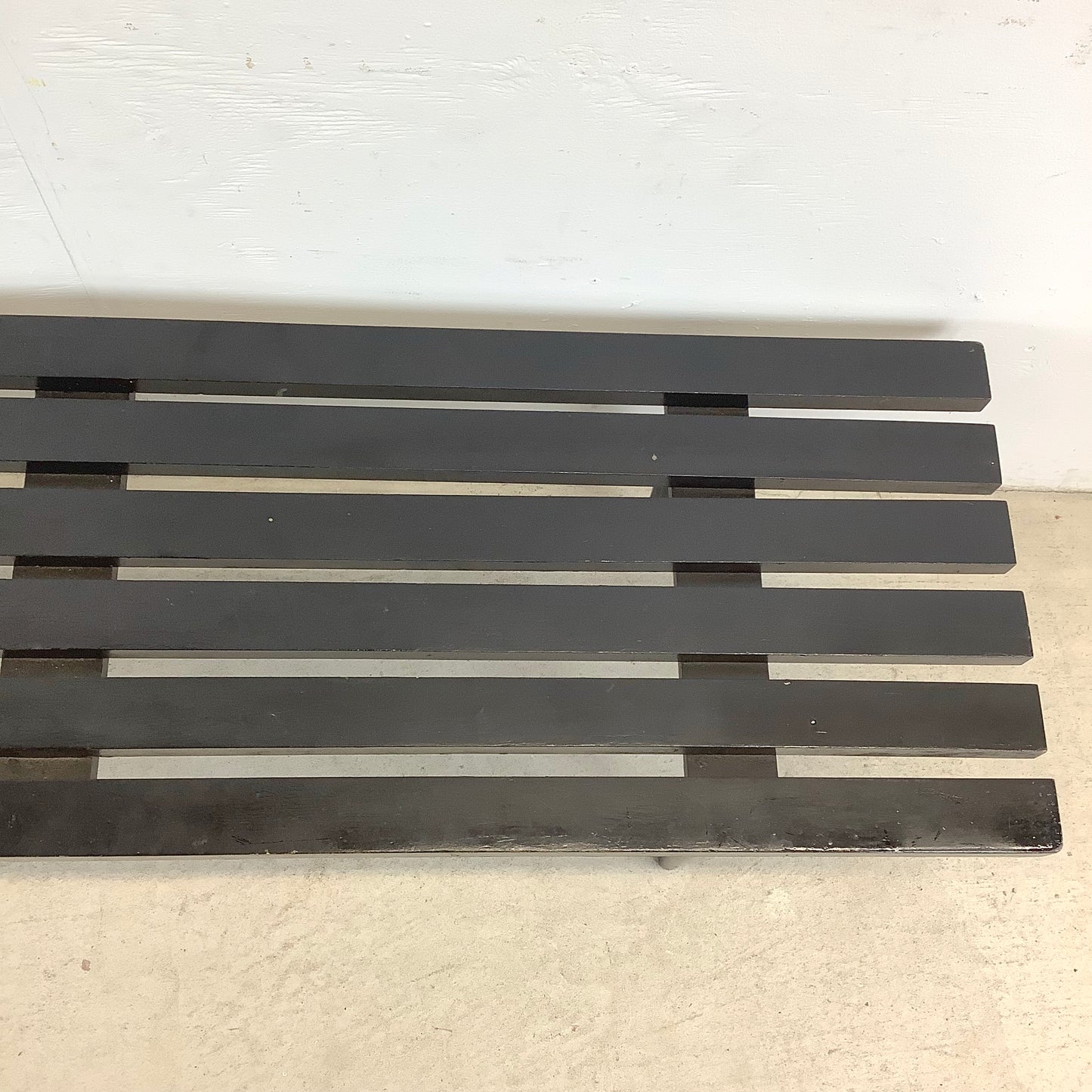 Vintage Modern Black Slat Coffee Table or Bench
