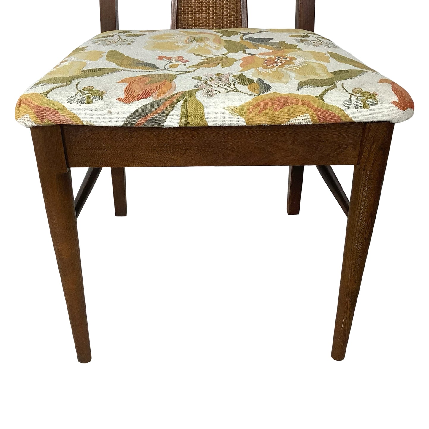 Vintage Mid-Century Modern Walnut & Cane Dining Chairs - Set of 6