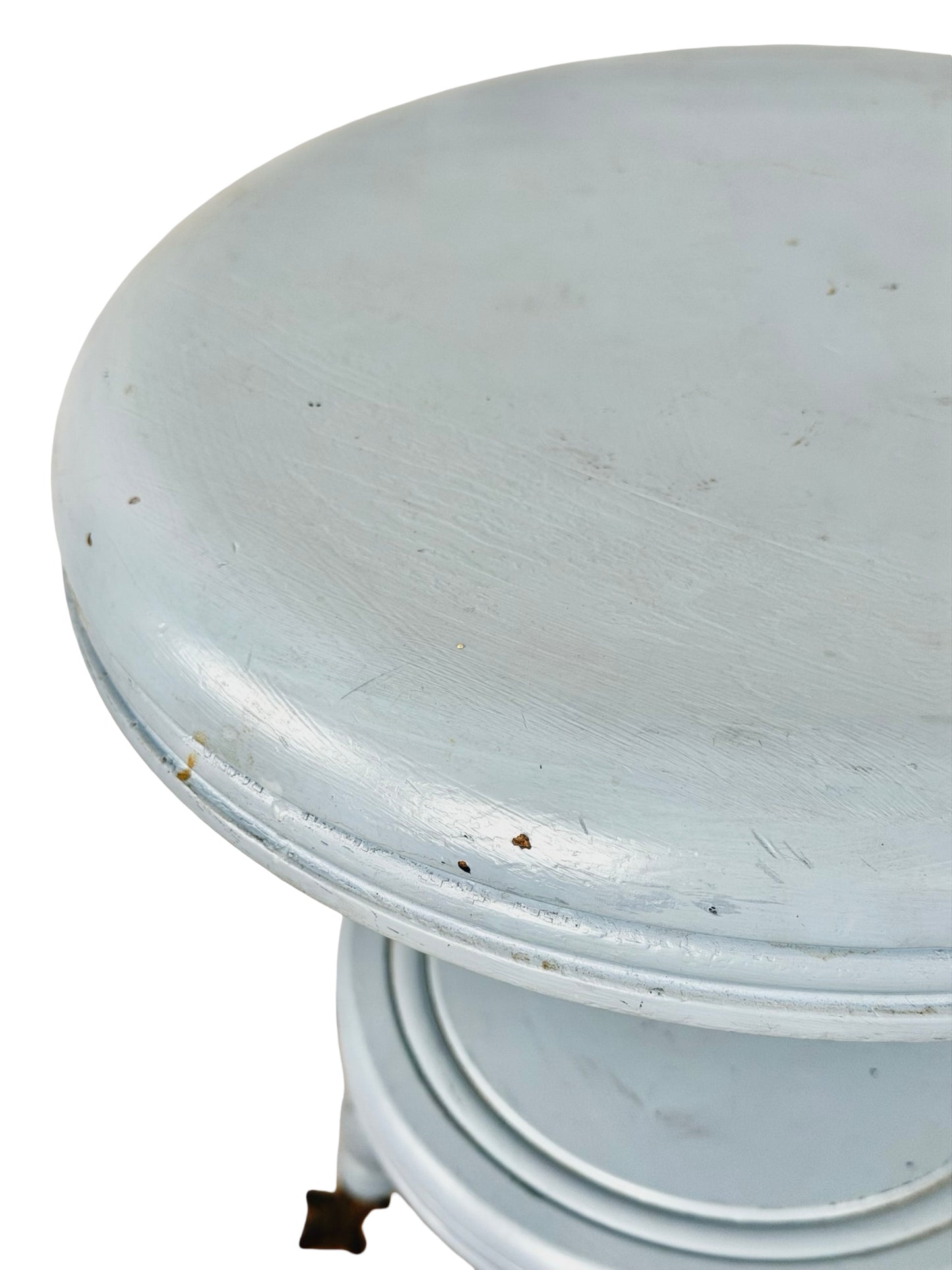 Victorian Adjustable Piano Stool — Painted Blue with Claw black & Glass Ball Feet