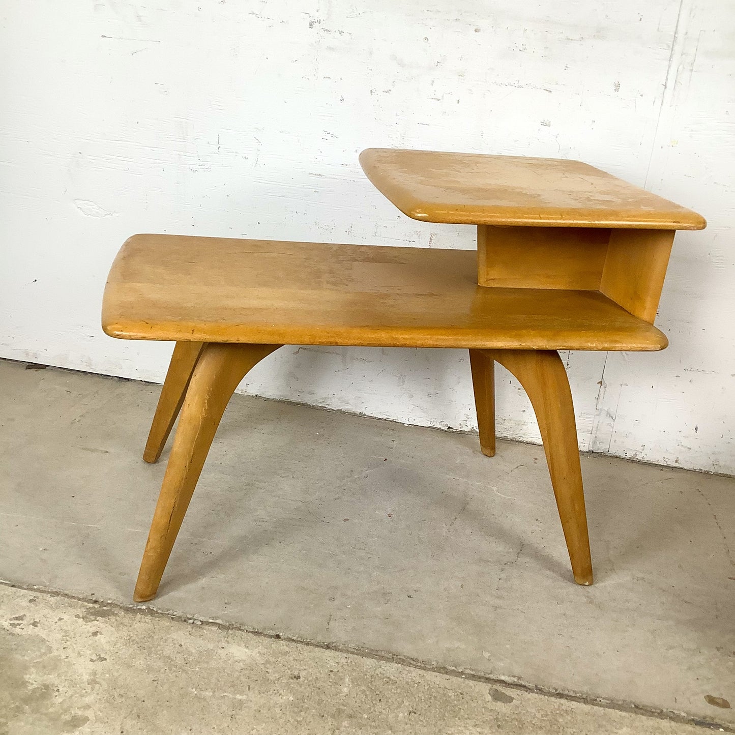 Vintage Heywood-Wakefield Birch Step End Table | Mid-Century Modern Two-Tier Side Table