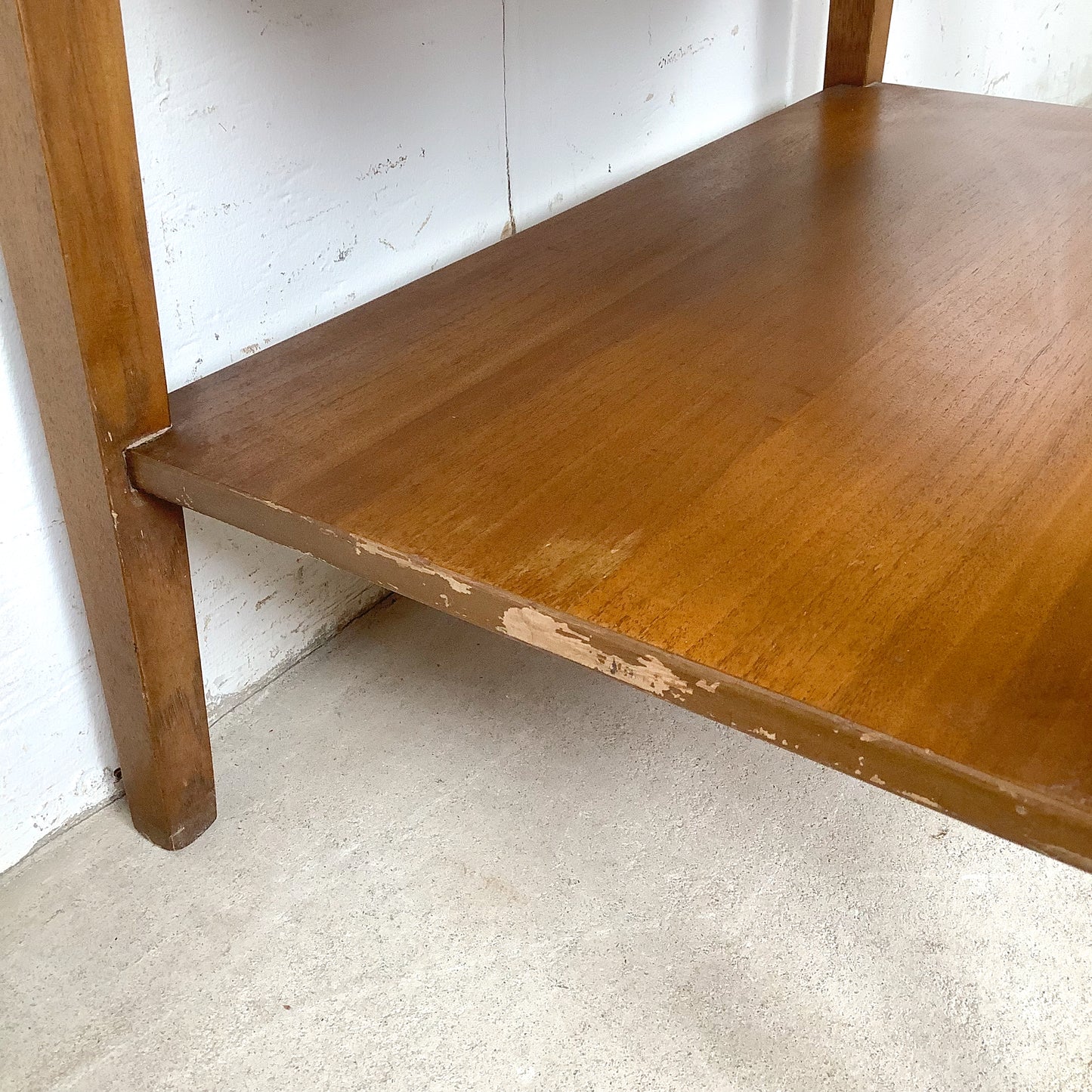 Mid-Century Nightstand with Black Top and Lower Shelf