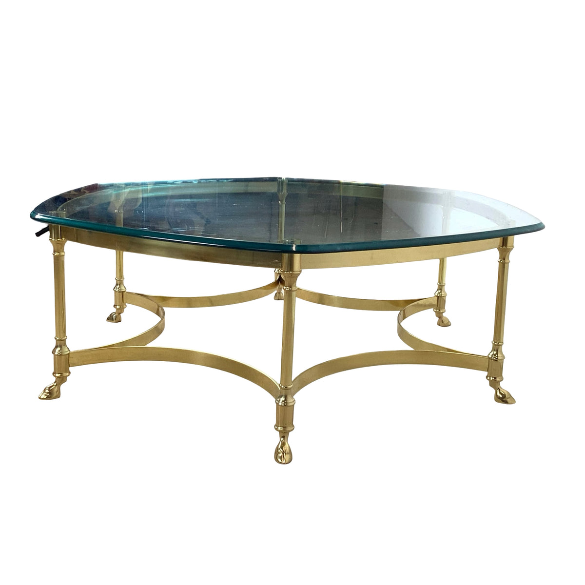 Sculptural Hollywood Regency Brass &amp; Glass Coffee Table