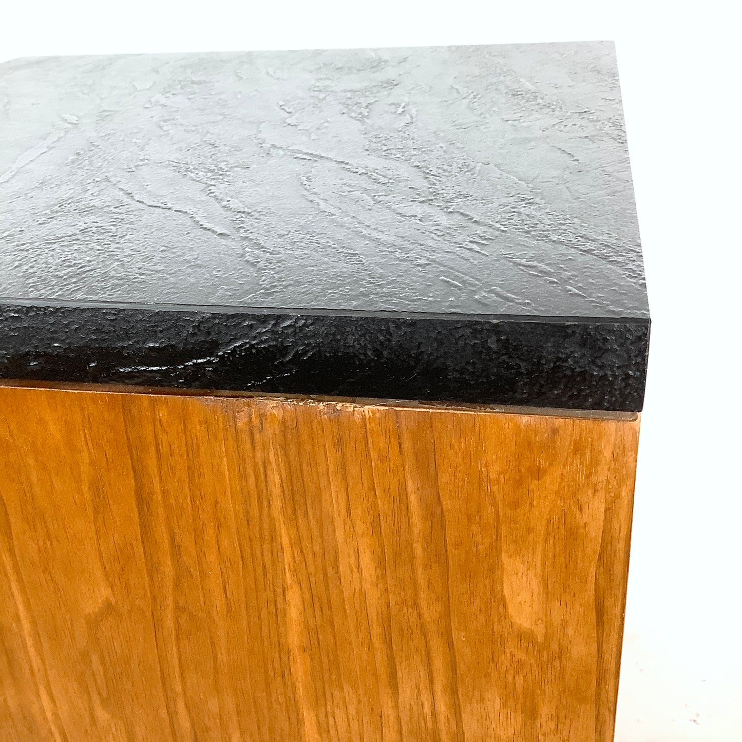 Vintage Modern End Table With Stone Top