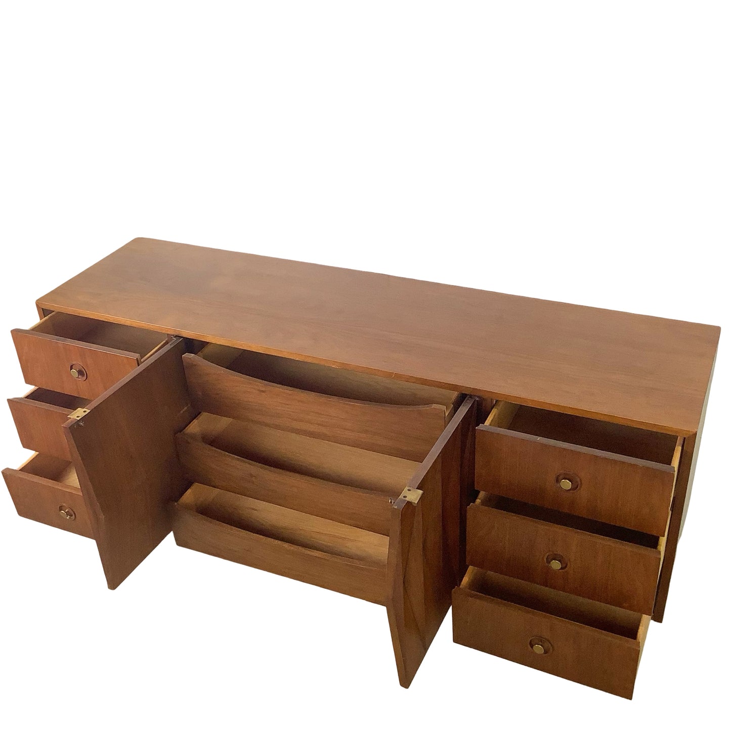 Merton Gershun for American of Martinsville "Harlequin" Walnut Mid-Century Modern Triple Dresser