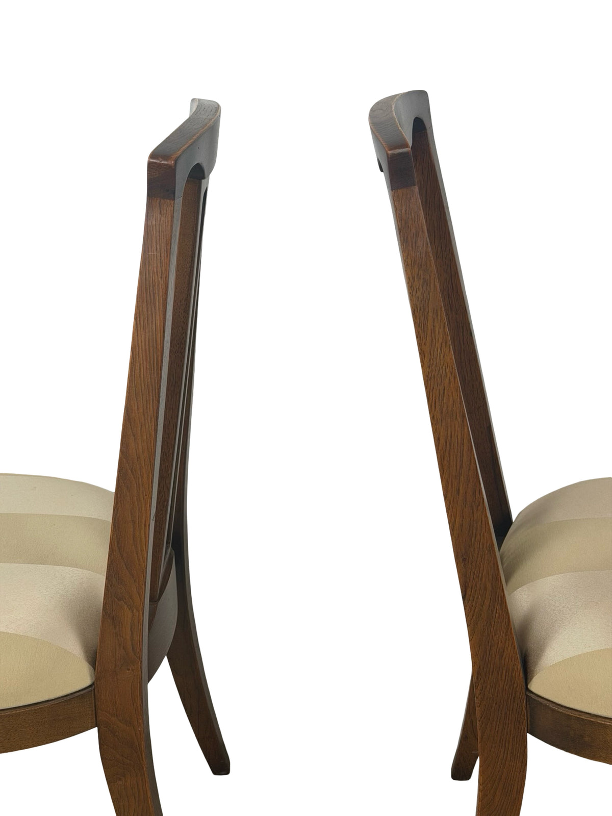 Pair of Vintage Mid-Century Modern High-Back Cane Dining Chairs, Stamped Denmark