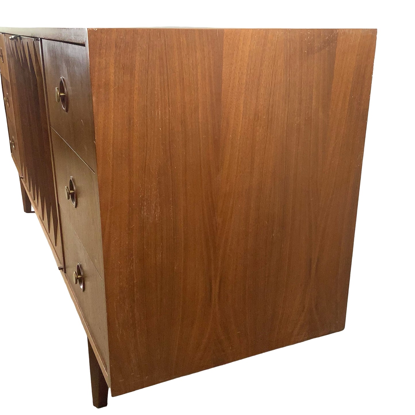 Merton Gershun for American of Martinsville "Harlequin" Walnut Mid-Century Modern Triple Dresser