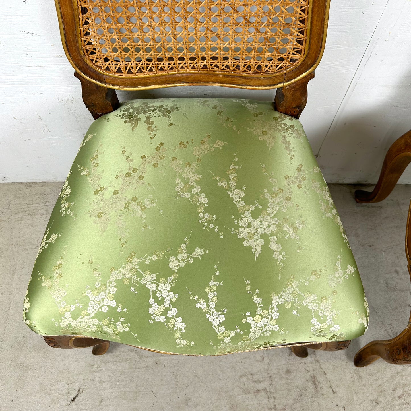 Pair Louis XV Style Side Chairs with Cane Backs