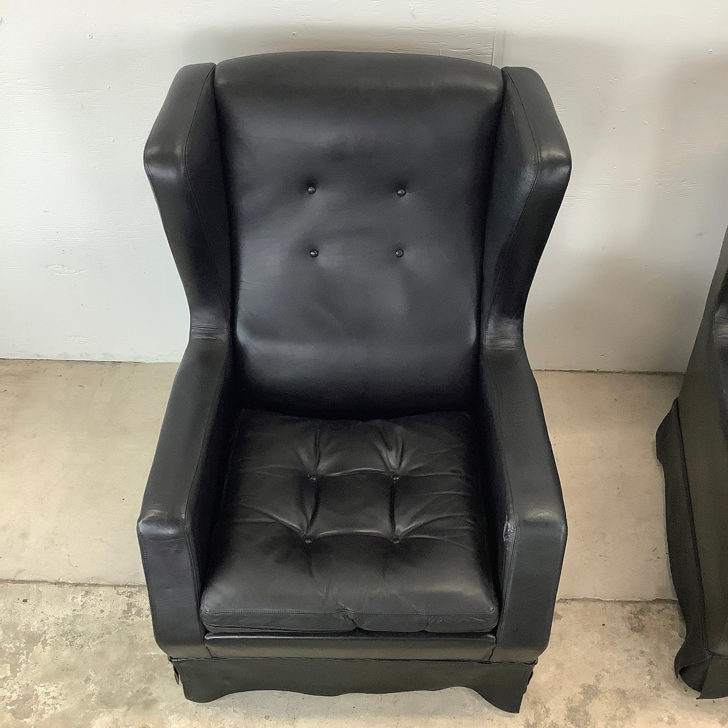 Pair Leather Wingback Armchairs With Ottoman by Theo Ruth for Artifort