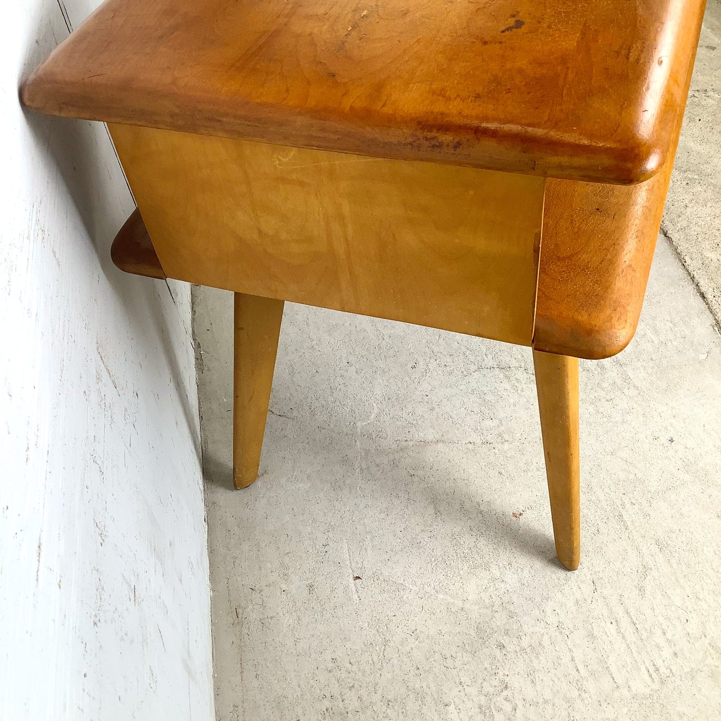 Vintage Heywood-Wakefield Birch Step End Table | Mid-Century Modern Two-Tier Side Table