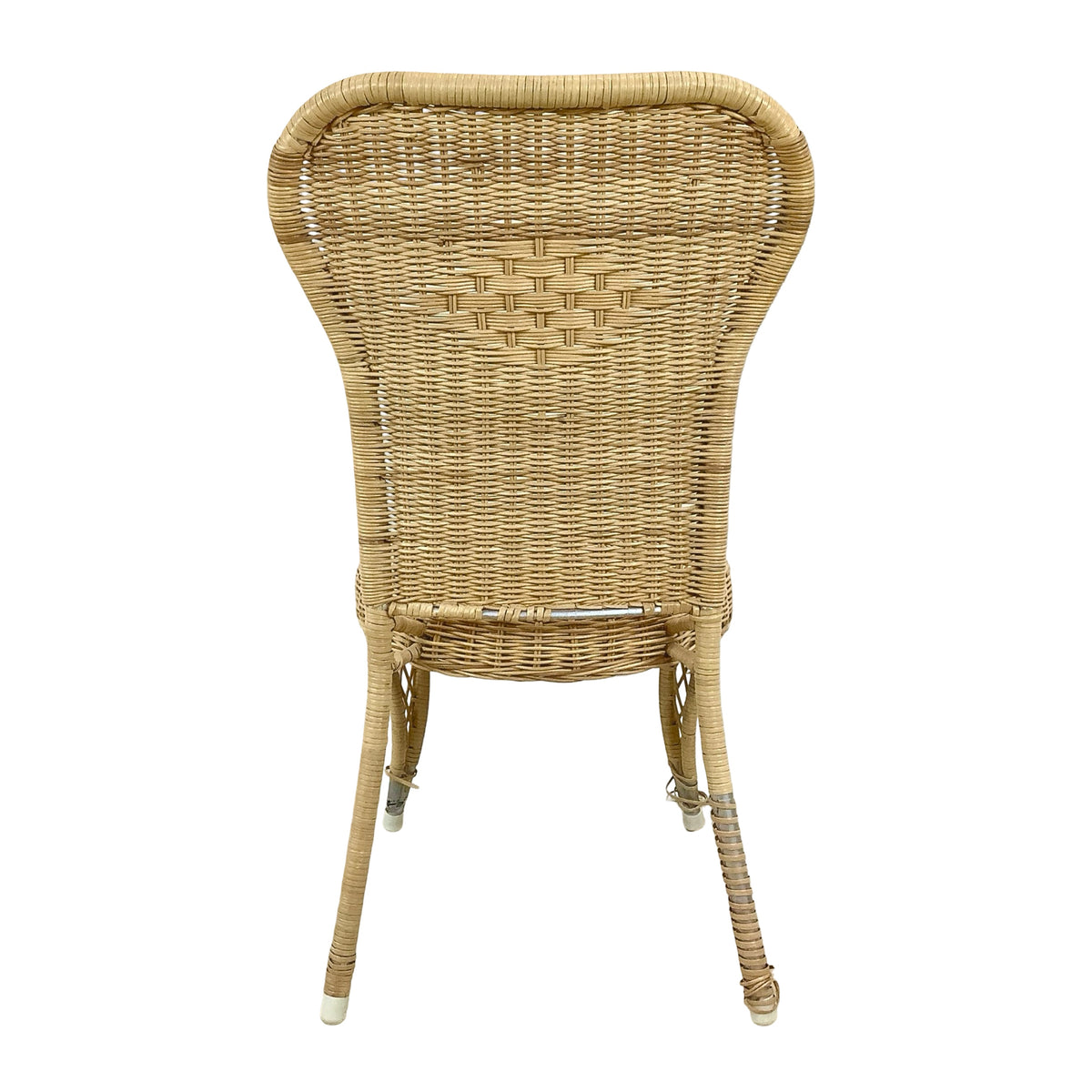 Vintage Woven Wicker & Rattan Side Chair with Cushion
