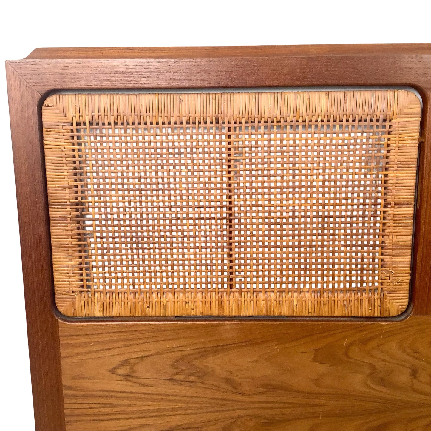 VintageModern Scandinavian Style Teak & Cane Full Headboard