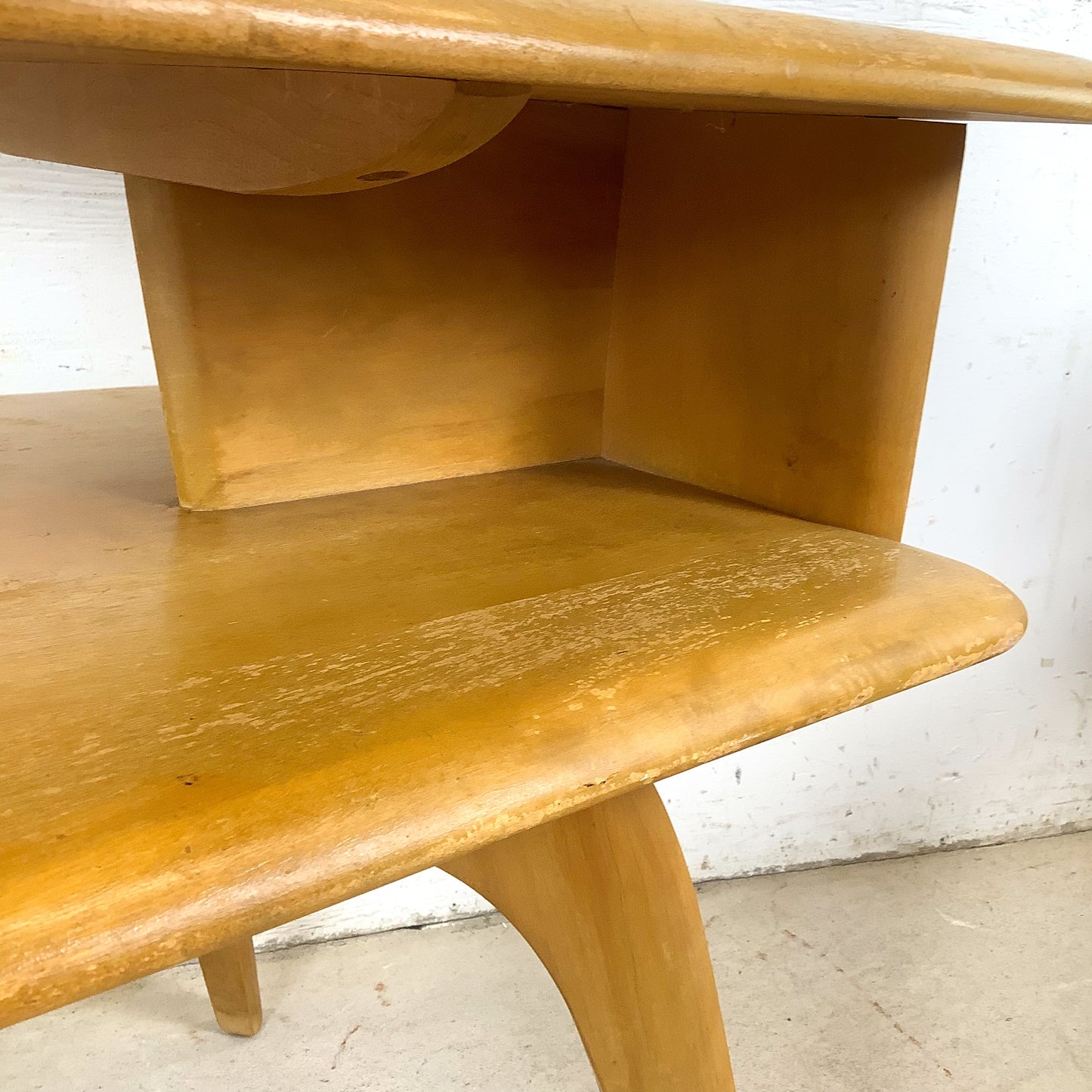 Vintage Heywood-Wakefield Birch Step End Table | Mid-Century Modern Two-Tier Side Table