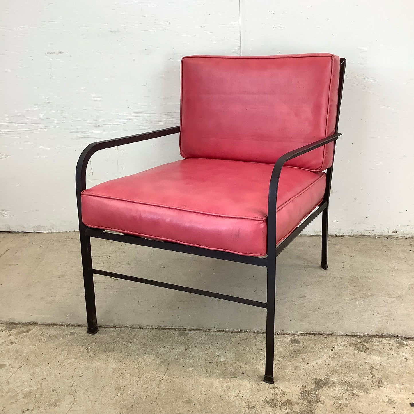 MCM Wrought Iron Patio Chair with Ottoman