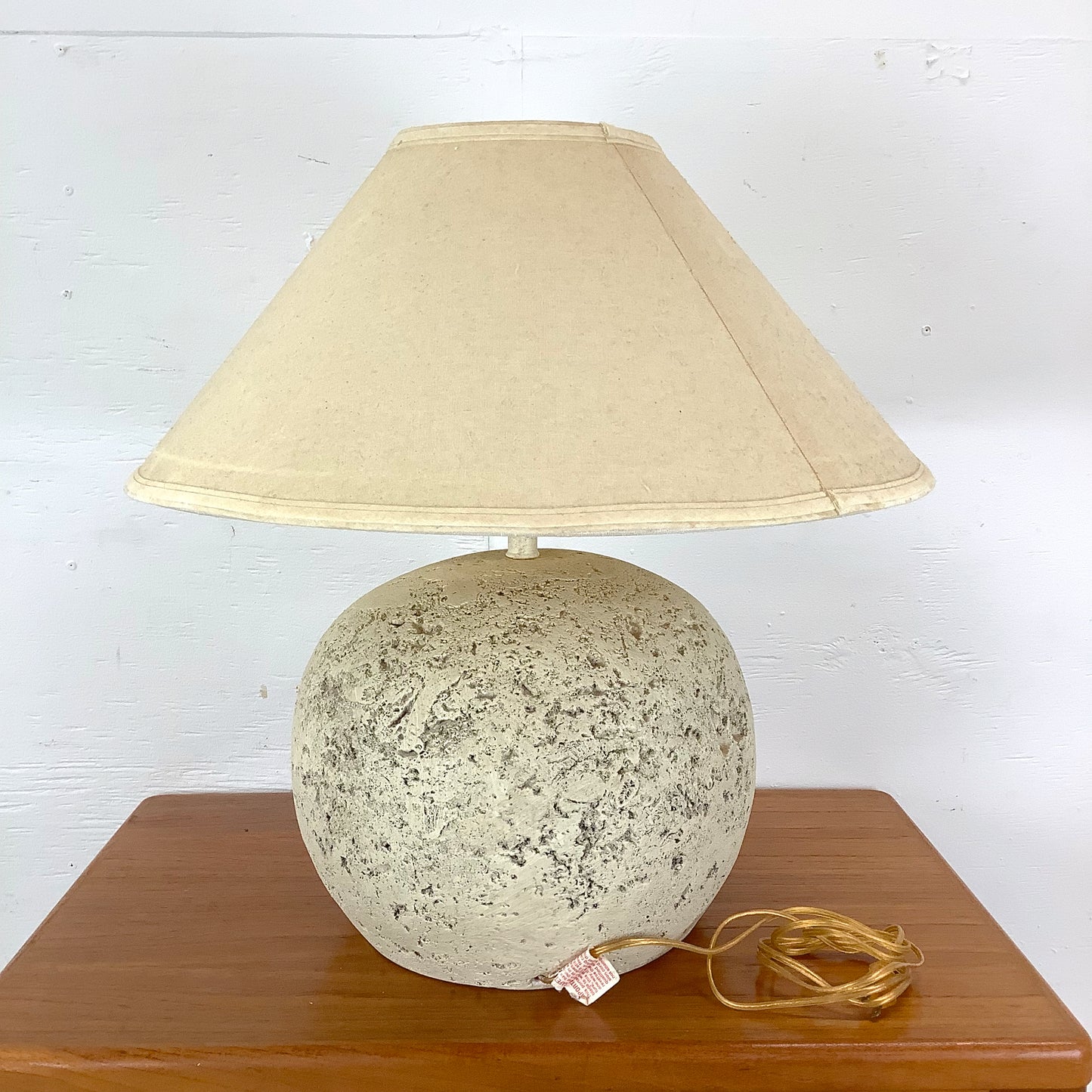 Coastal Modern Orb Lamp in Natural Coral Stone With Shade