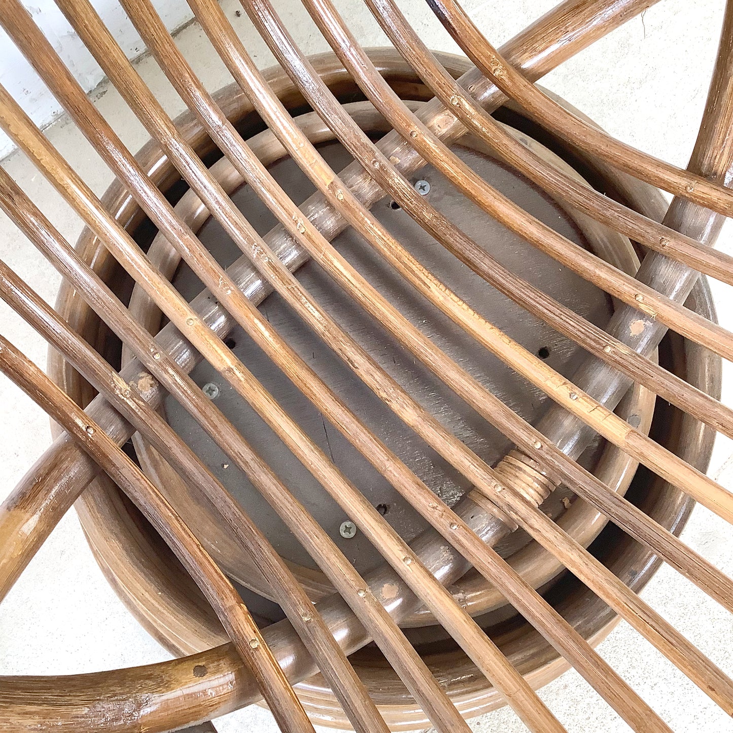 Vintage Bentwood Rattan Swivel Lounge Chair