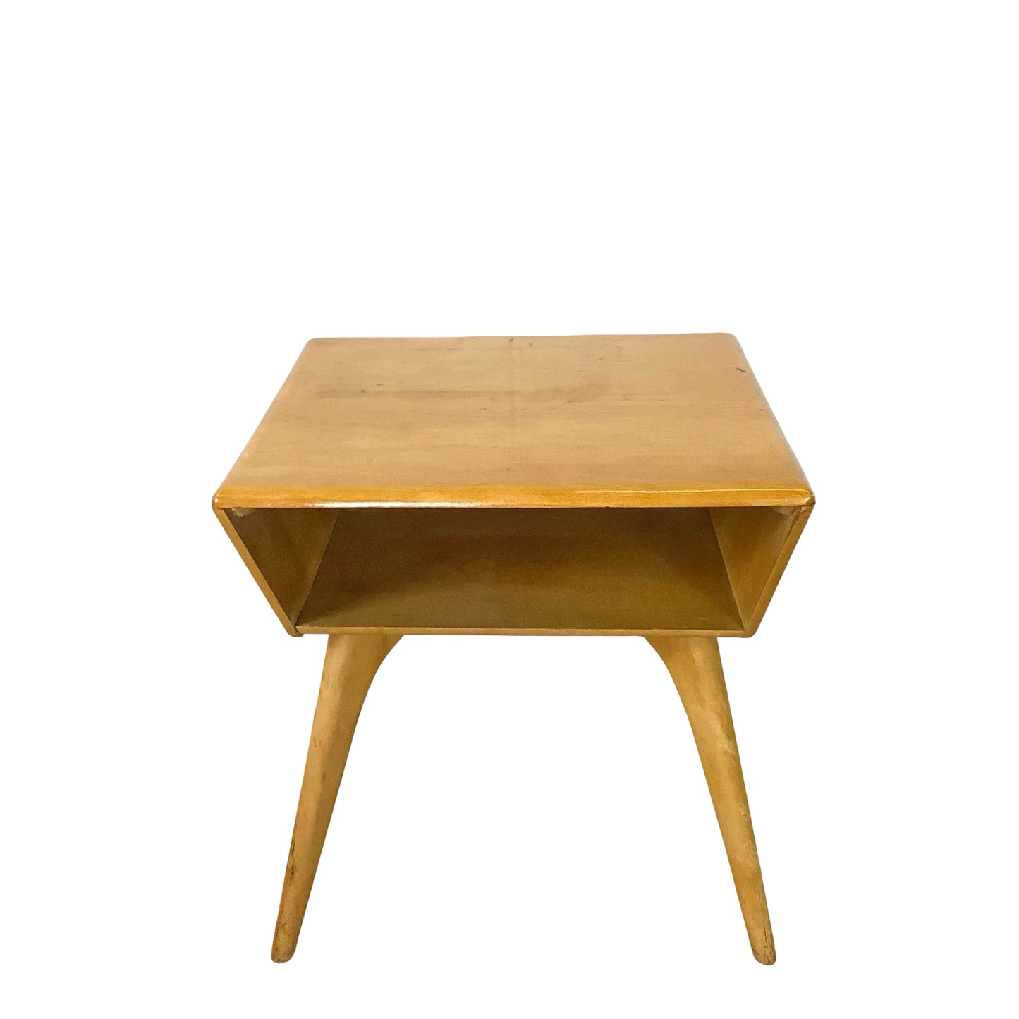 Heywood-Wakefield Solid Birch Encore Open Cubby Lamp Table (Wheat Finish)