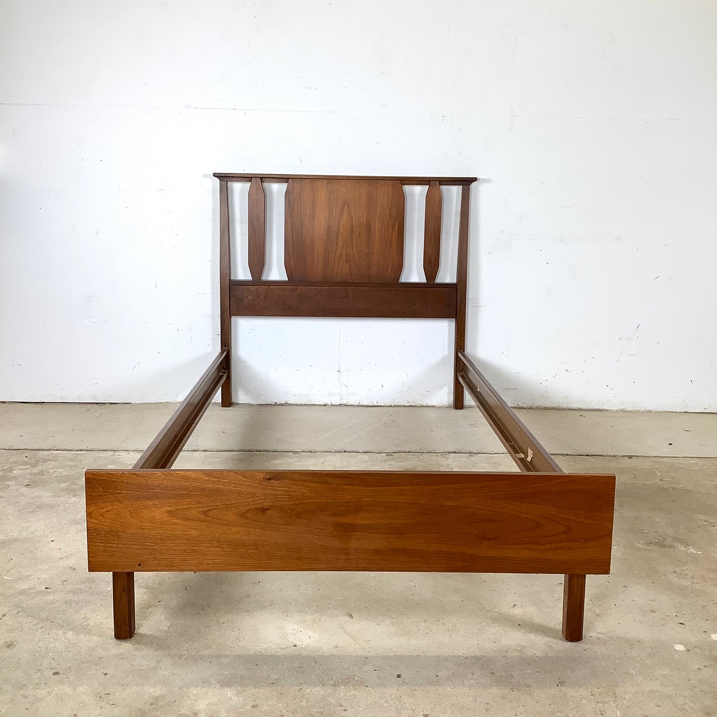 Mid-Century Walnut Twin Bed Frame – Vintage Modern Design