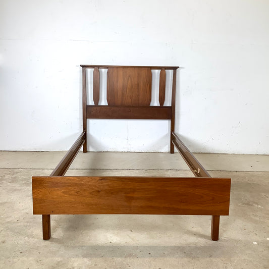 Mid-Century Walnut Twin Bed Frame – Vintage Modern Design
