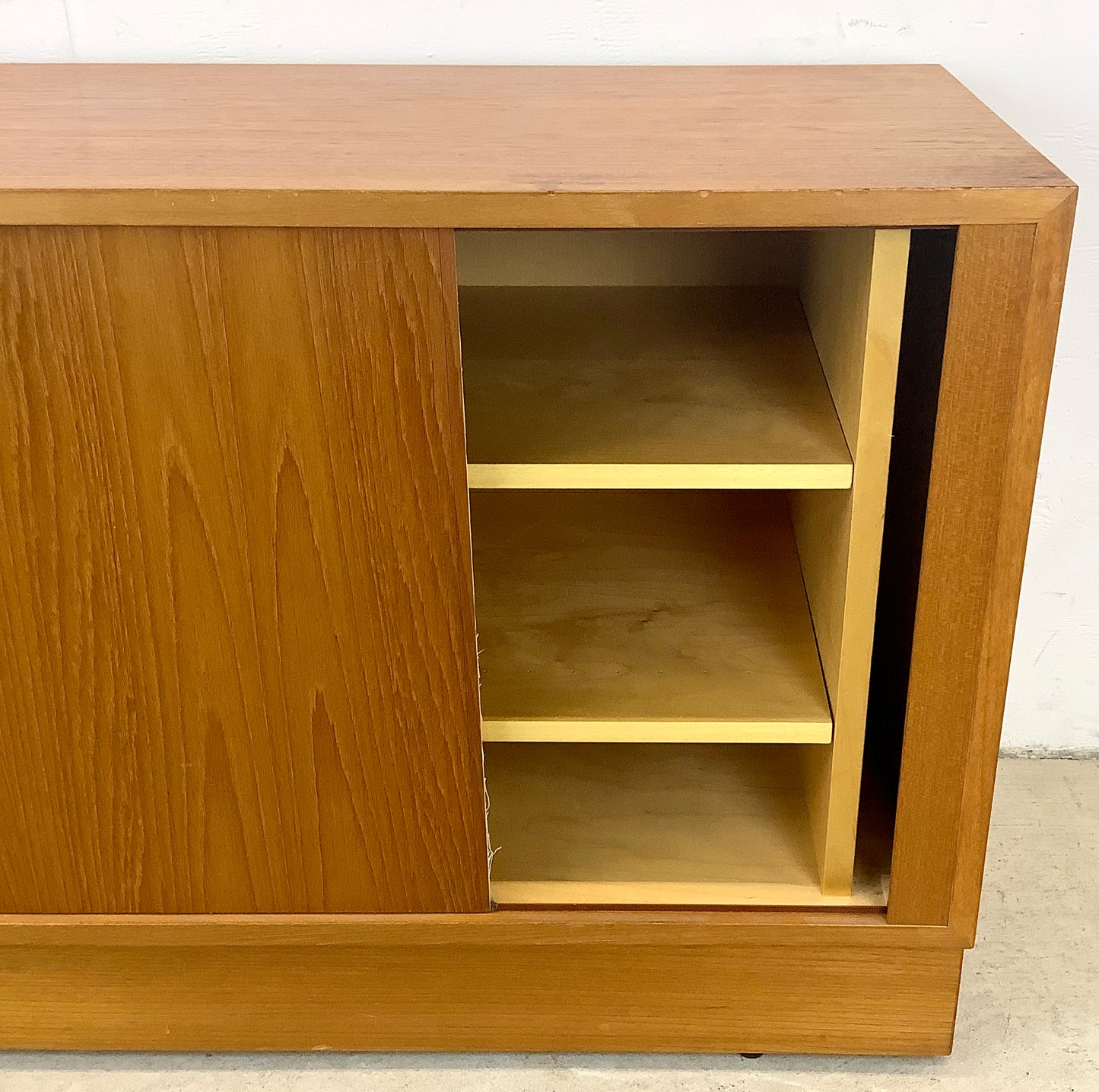 Scandinavian Modern Teak Credenza With Tambour Doors