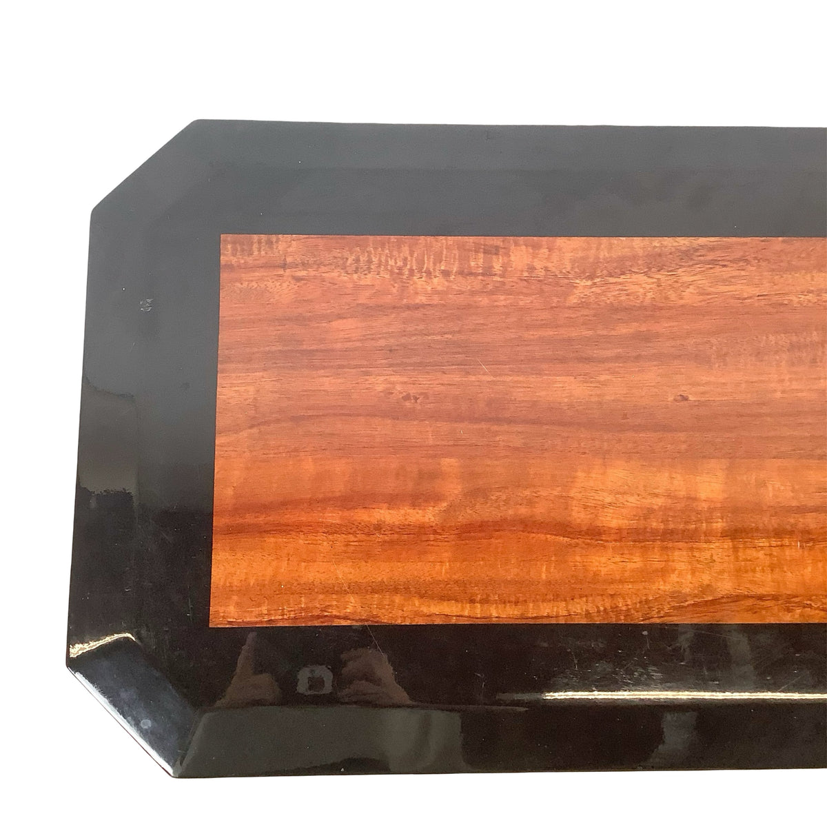 Postmodern Black Lacquer Console Table – Sculptural Legs