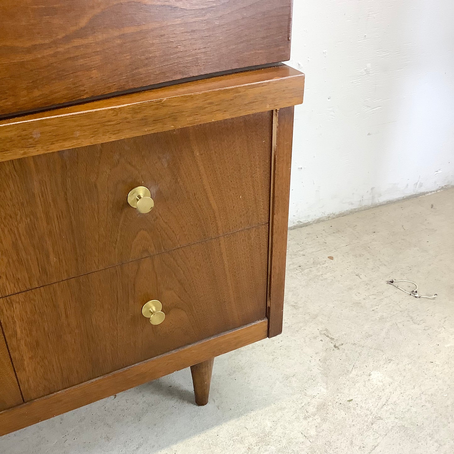 Mid-Century Walnut Highboy Dresser by Bassett Furniture