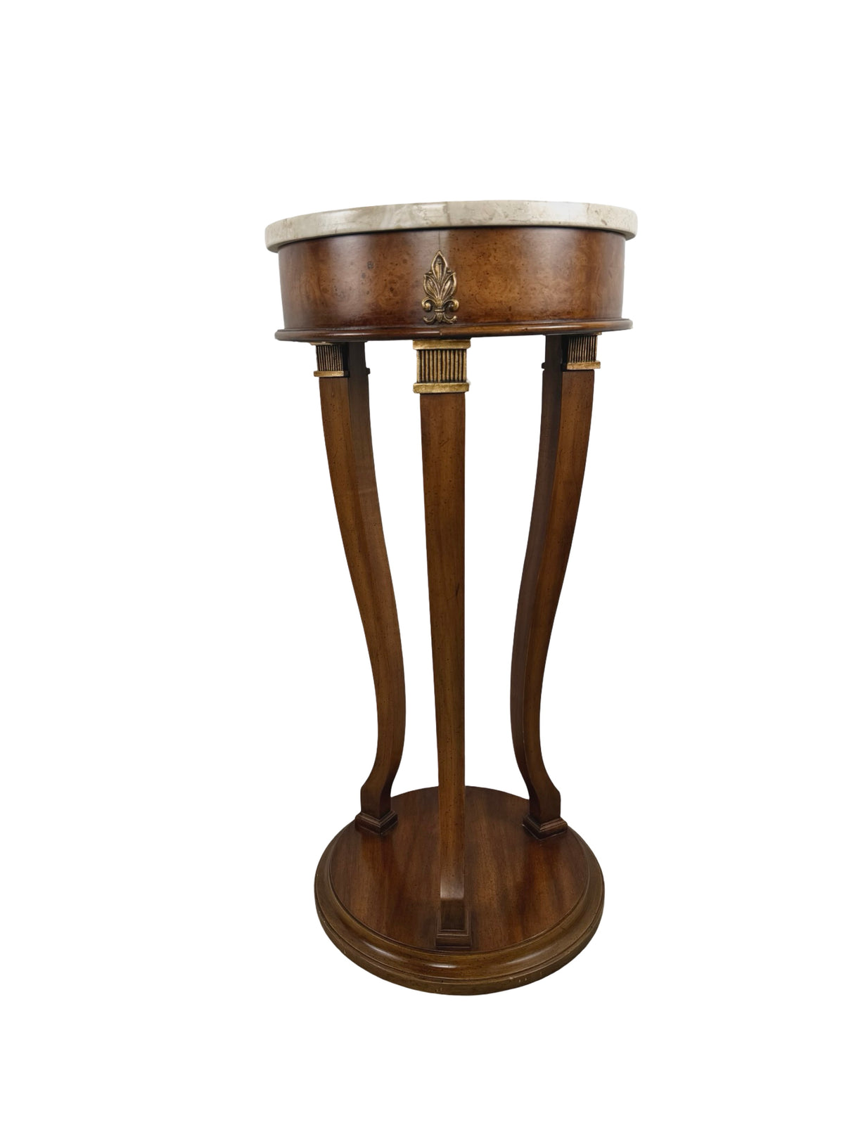 Vintage Neoclassical Italian Marble-Top Pedestal Side Table