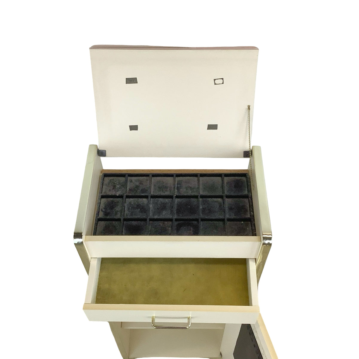 Vintage 1980s Postmodern Jewelry Armoire with Gold-Tone Trim
