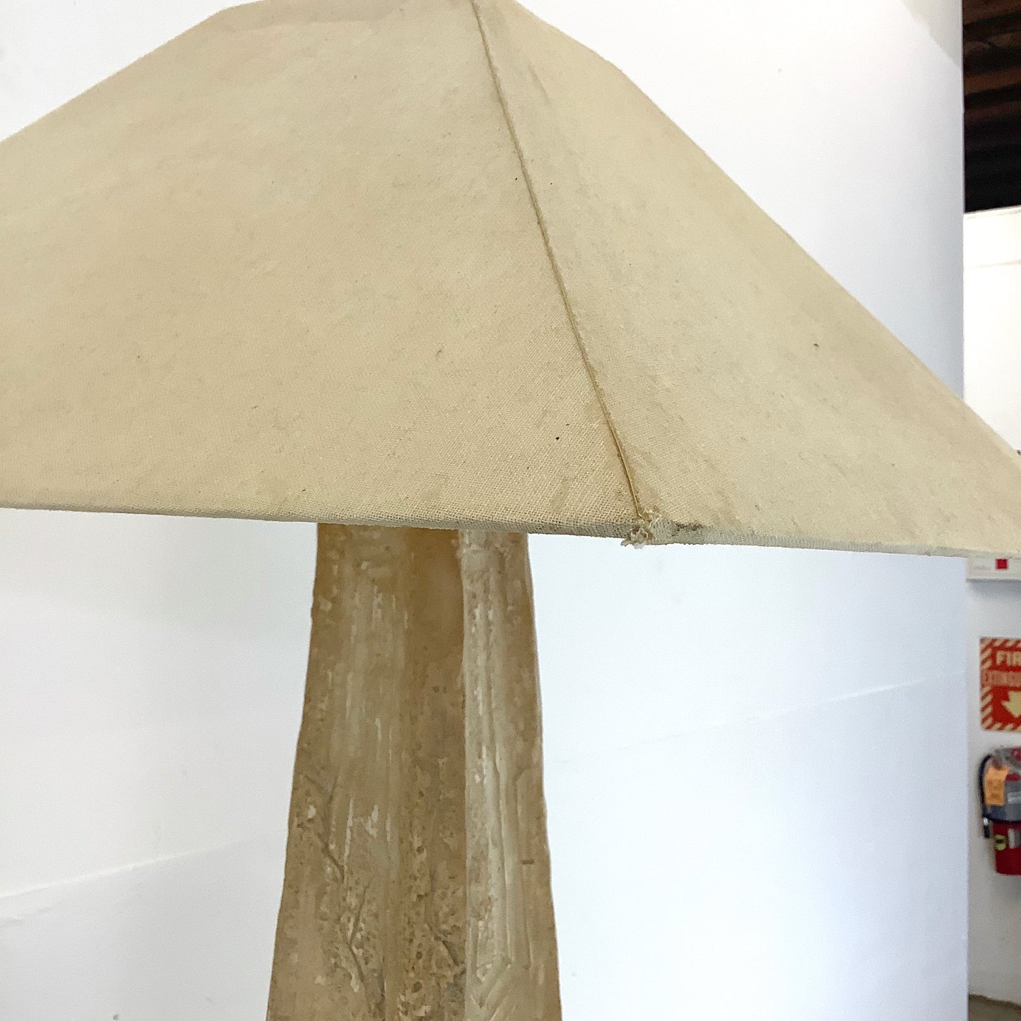 Vintage Textured Stone Obelisk Floor Lamp – Heavy Karl Springer Inspired Design