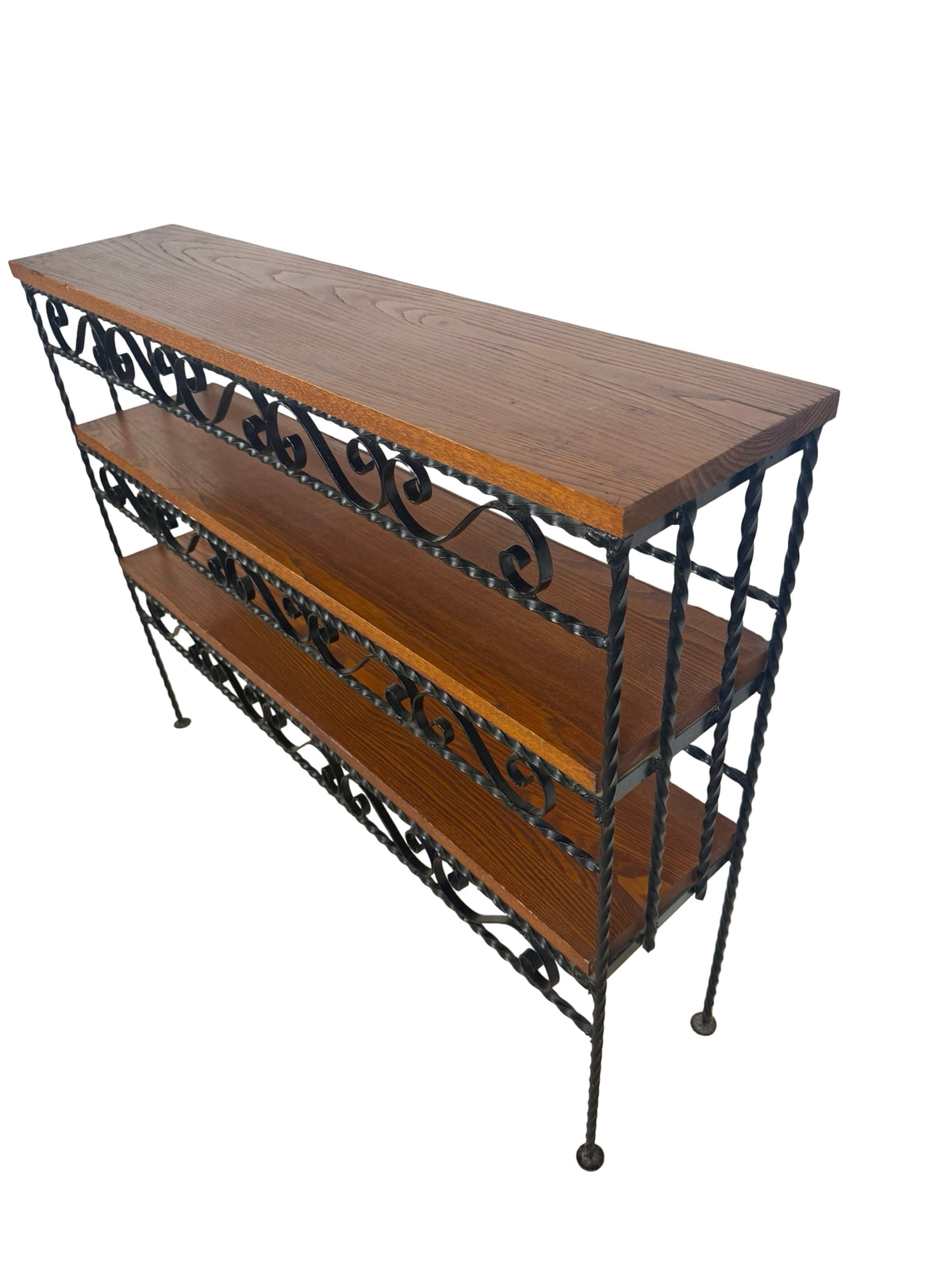 Vintage Handmade Wrought Iron Scroll Shelf — Spanish Revival Style