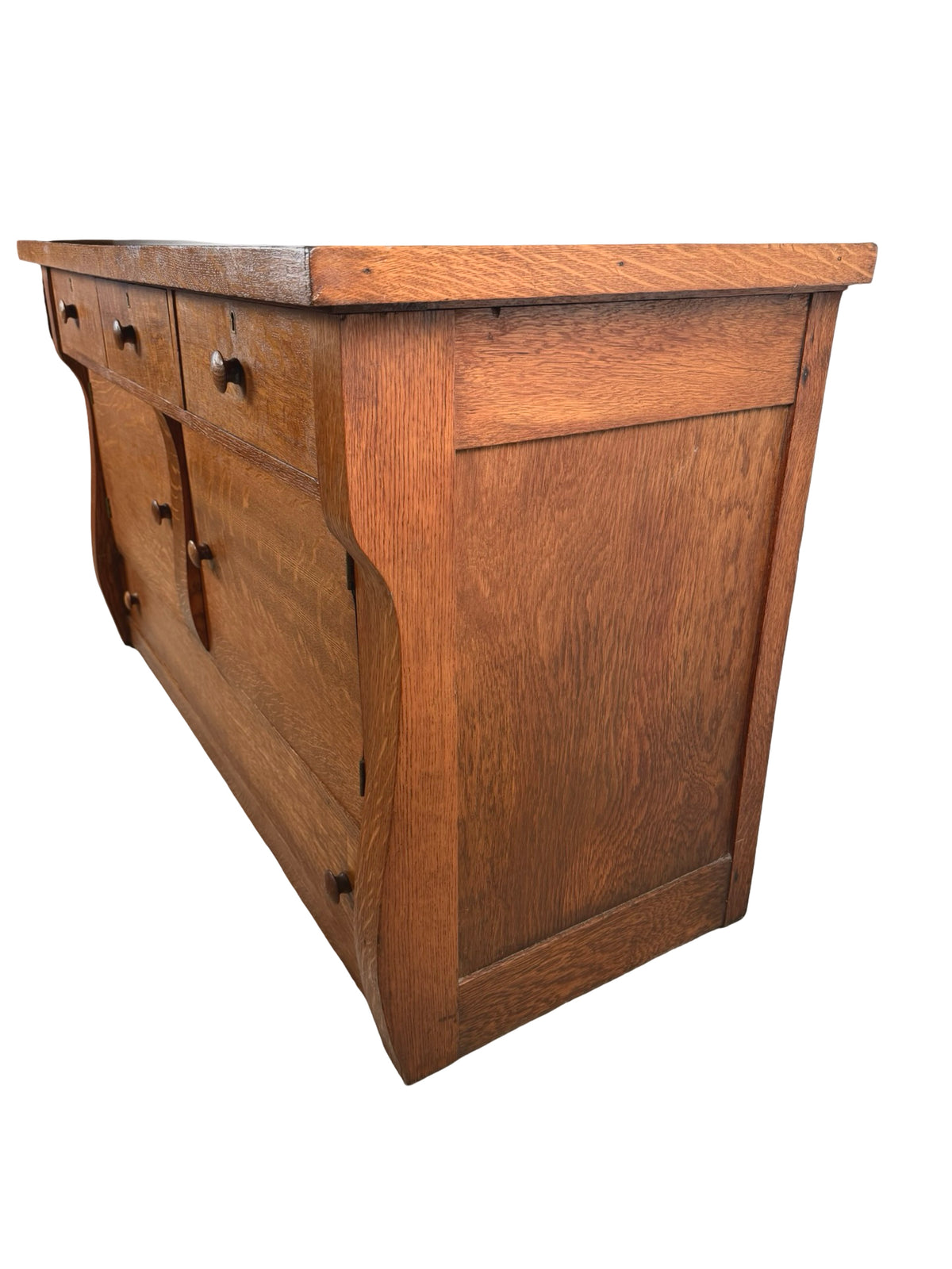 Antique Quarter-Sawn Oak Sideboard – Early 1900s American Arts &amp; Crafts Buffet