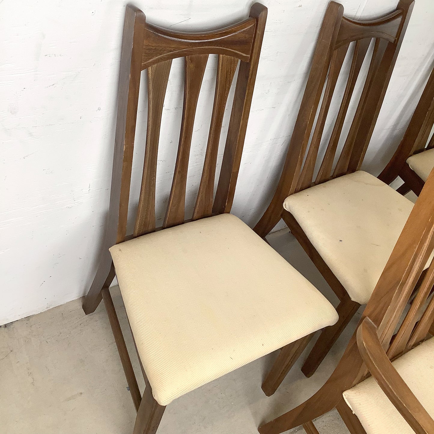 Set of Six Mid-Century Walnut Dining Chairs