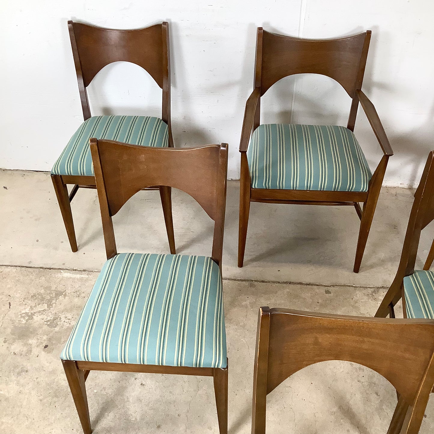 Mid-Century Broyhill "Saga" Walnut Dining Chairs-  set of Six