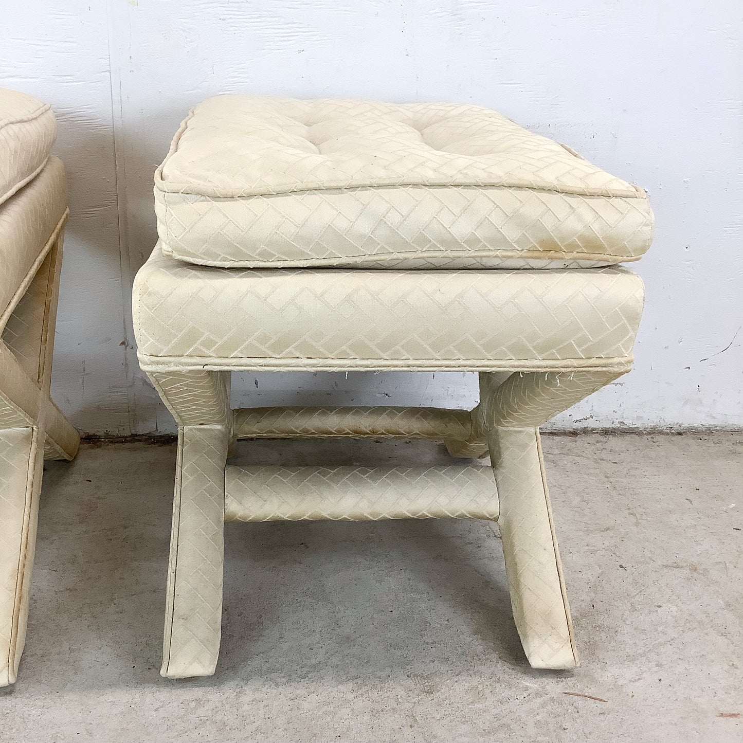 Pair Vintage X-Base Regency Benches