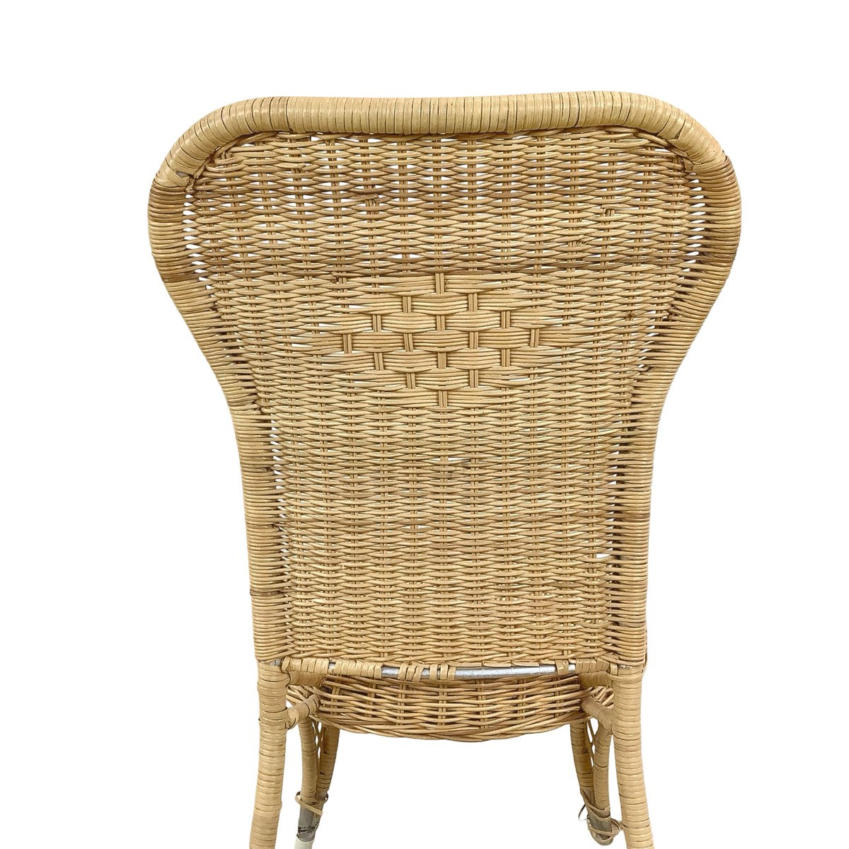 Vintage Woven Wicker & Rattan Side Chair with Cushion