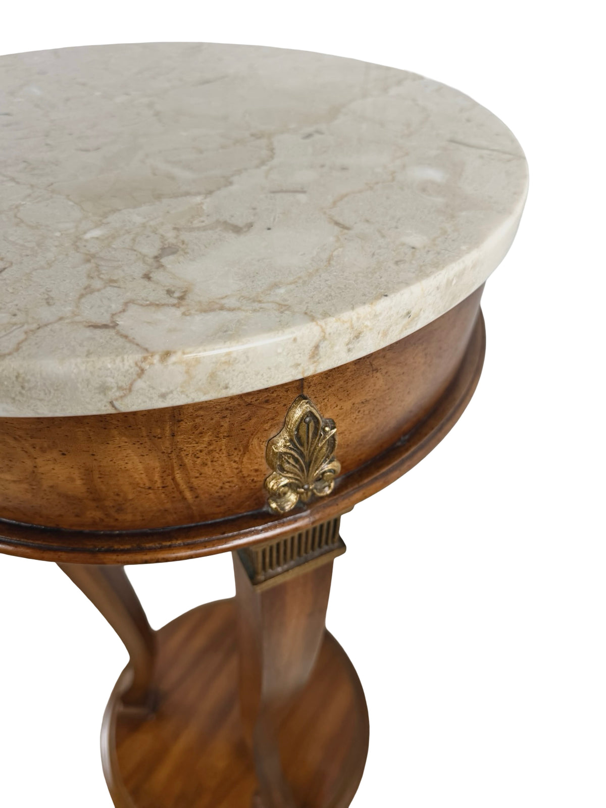 Vintage Neoclassical Italian Marble-Top Pedestal Side Table