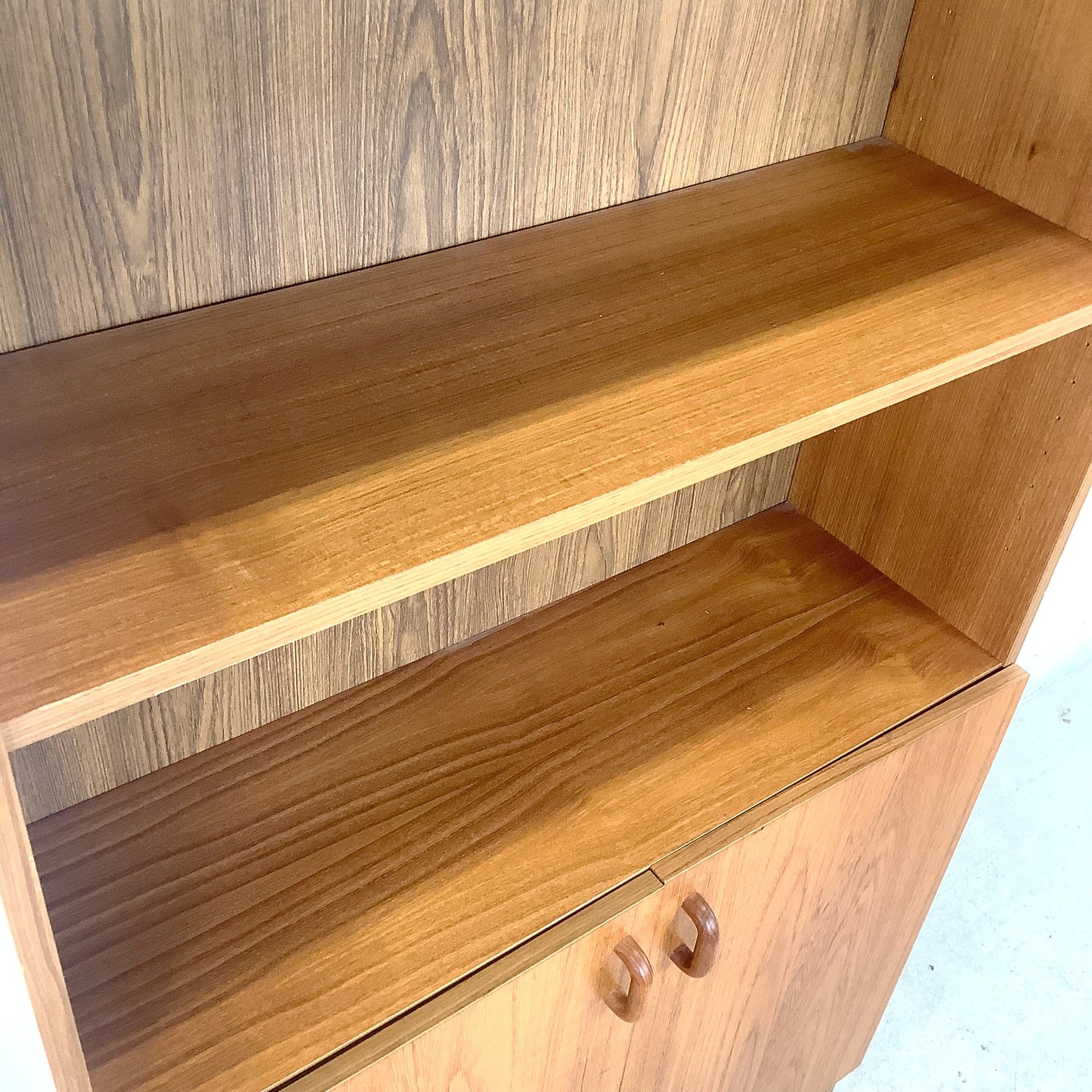  Vintage Scandinavian Modern Teak Bookcase with Lower Cabinet