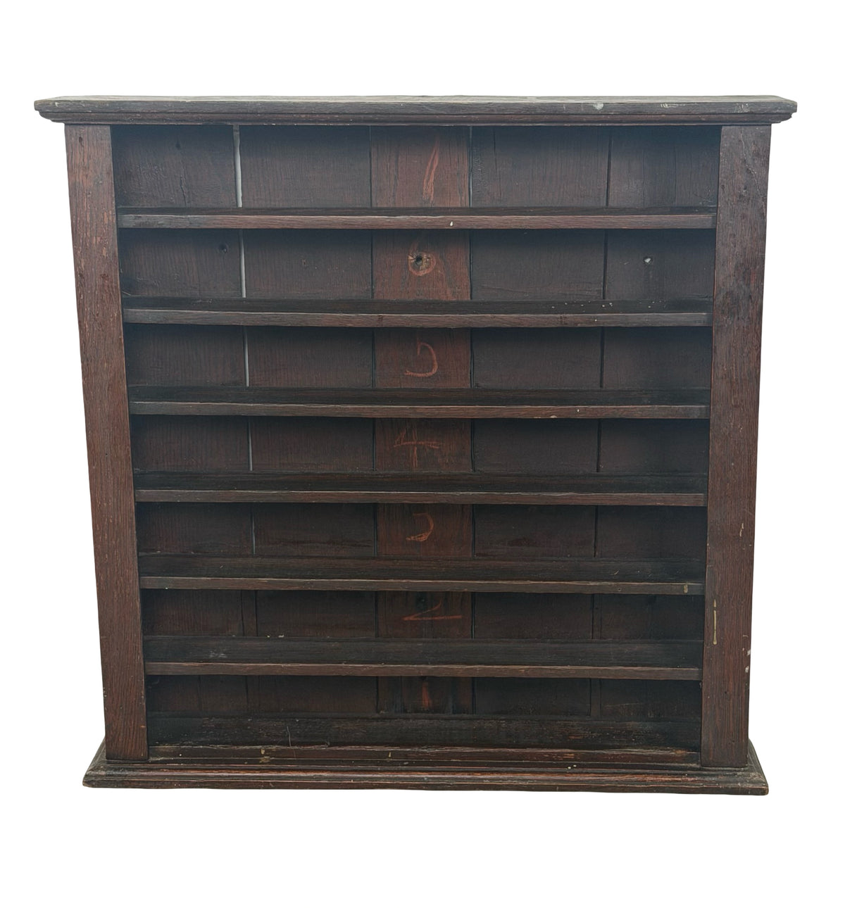 Antique Wooden Billiard Ball Display Rack, Six-Tier Game Room Shelf