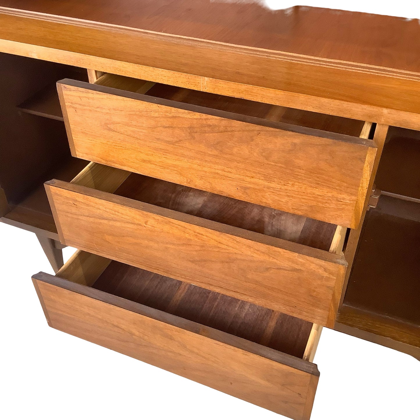 Vintage Mid-Century Modern Walnut Display Hutch, China Cabinet