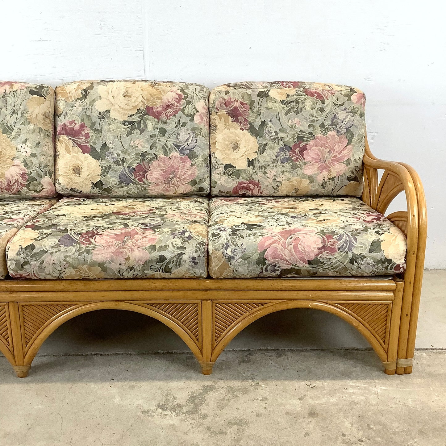 Vintage Coastal Rattan Sofa