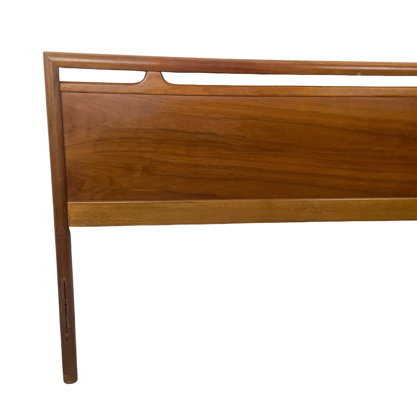 Mid-Century Modern Walnut Headboard | Vintage Full Size | Sculptural Cutout Detail