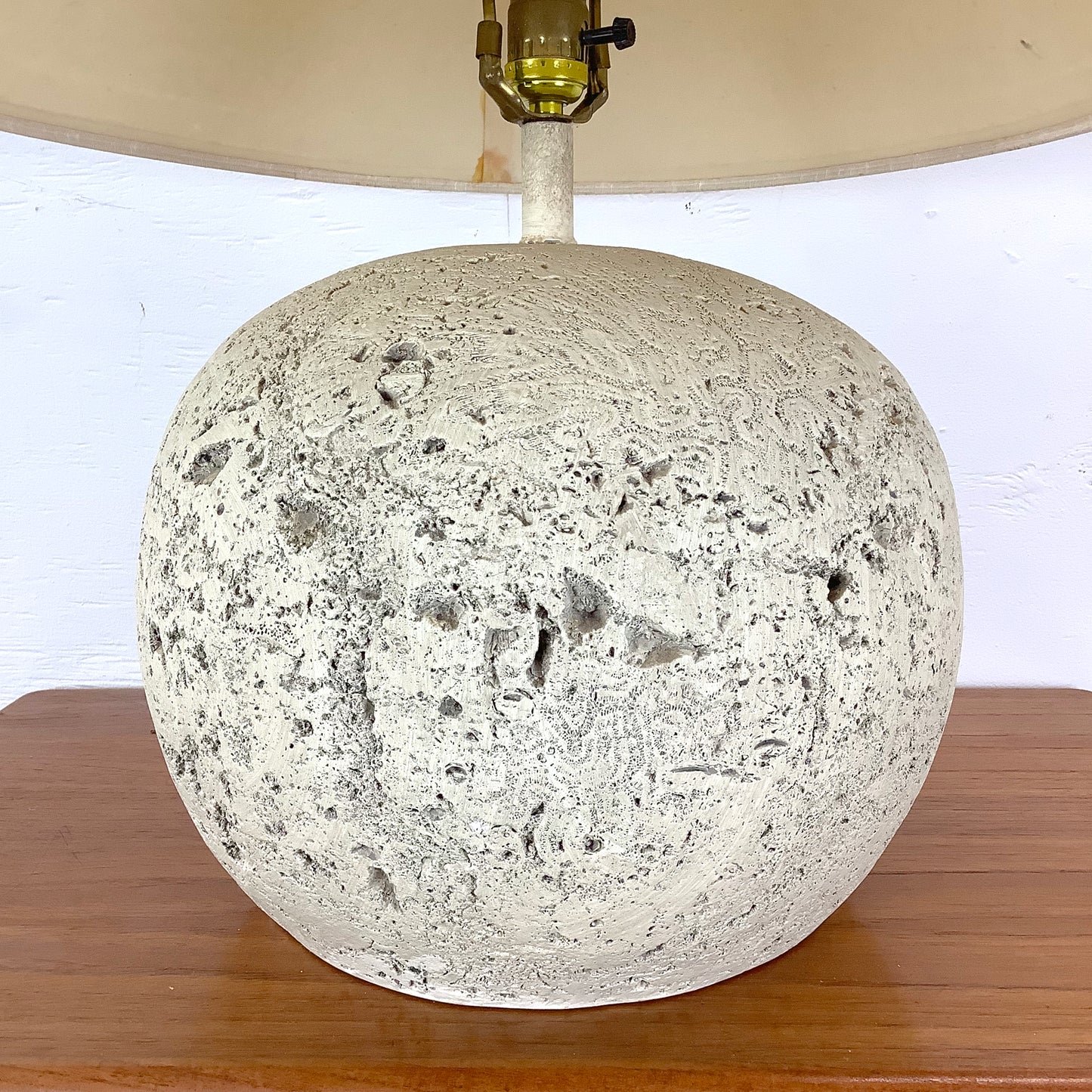 Coastal Modern Orb Lamp in Natural Coral Stone With Shade