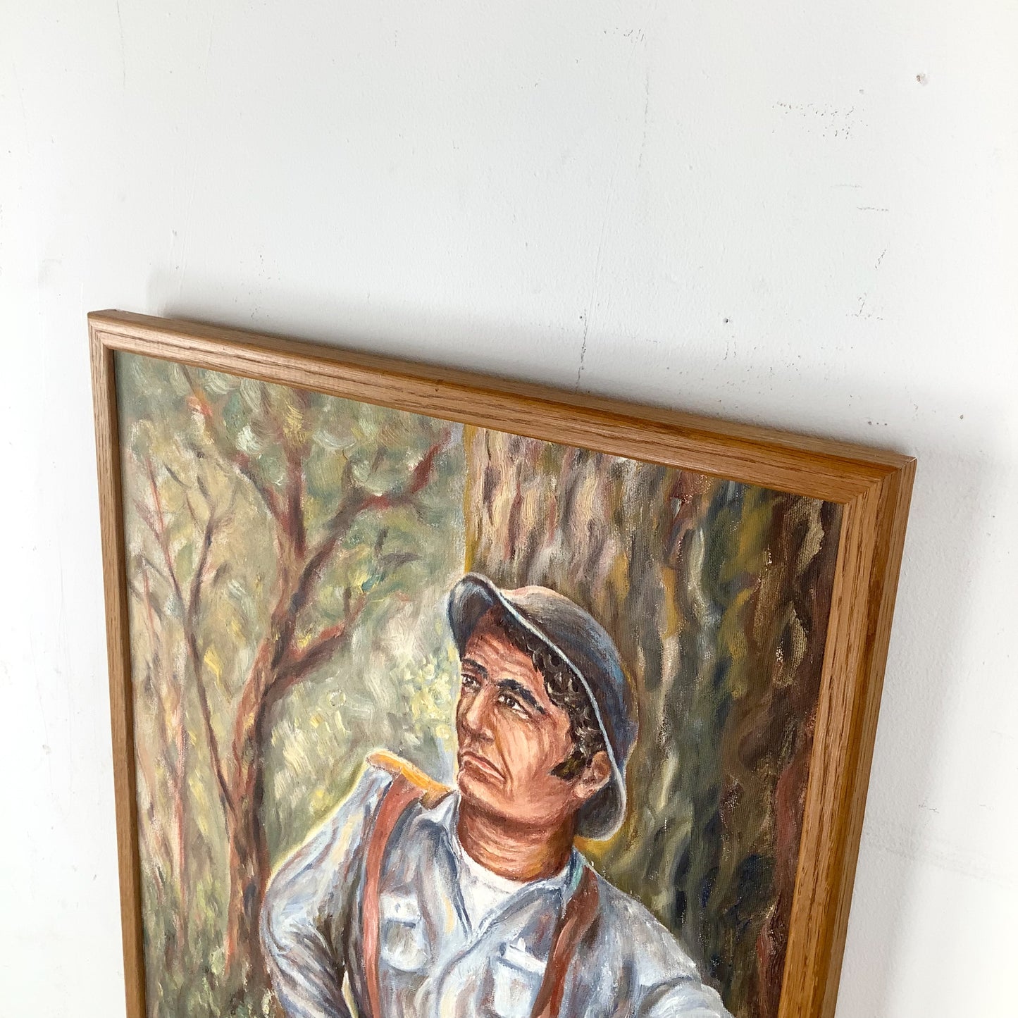 Mid-Century Figurative Oil Painting of Seated Woodsman — Jules Wisneski