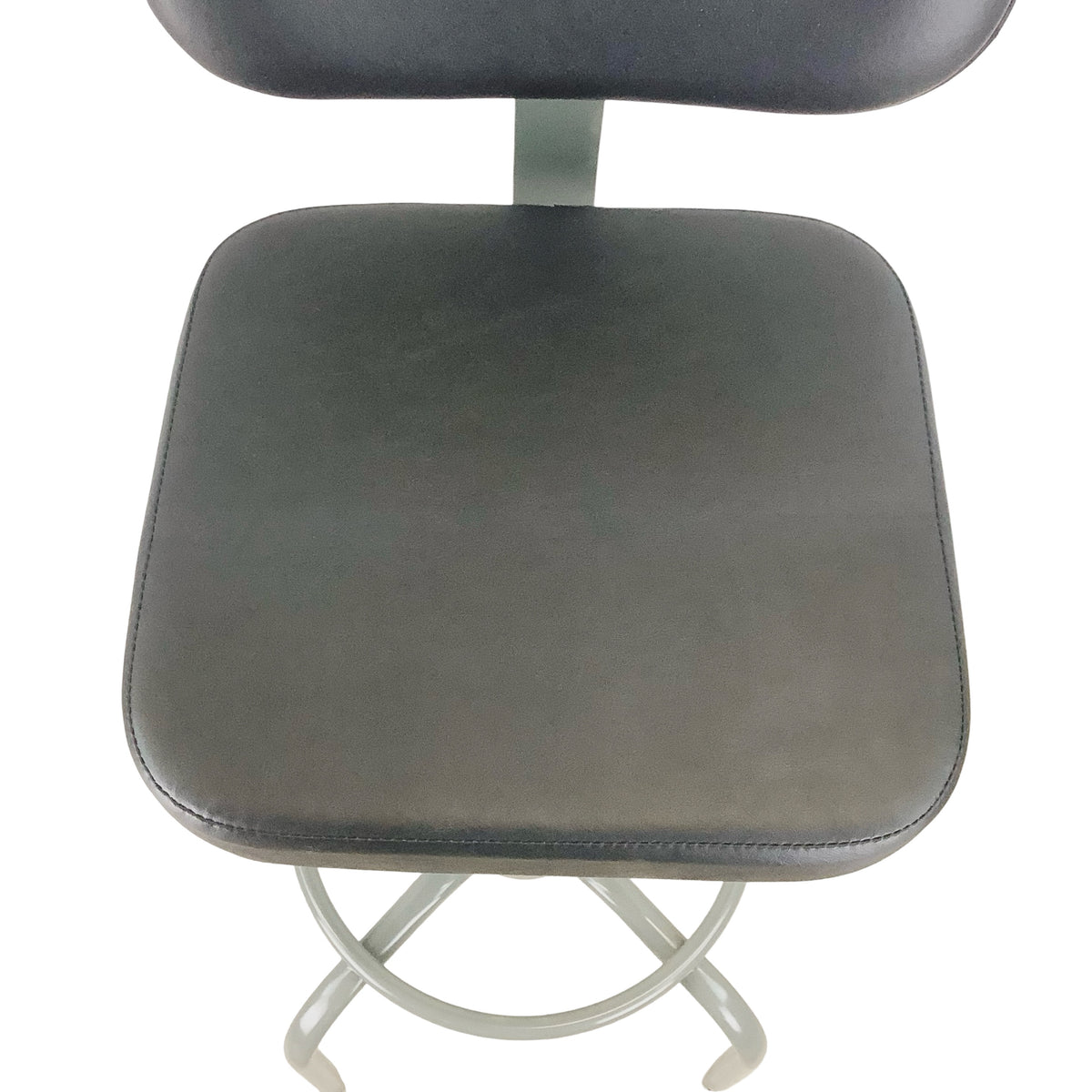 Vintage Industrial Drafting Stool with Backrest and Footrest
