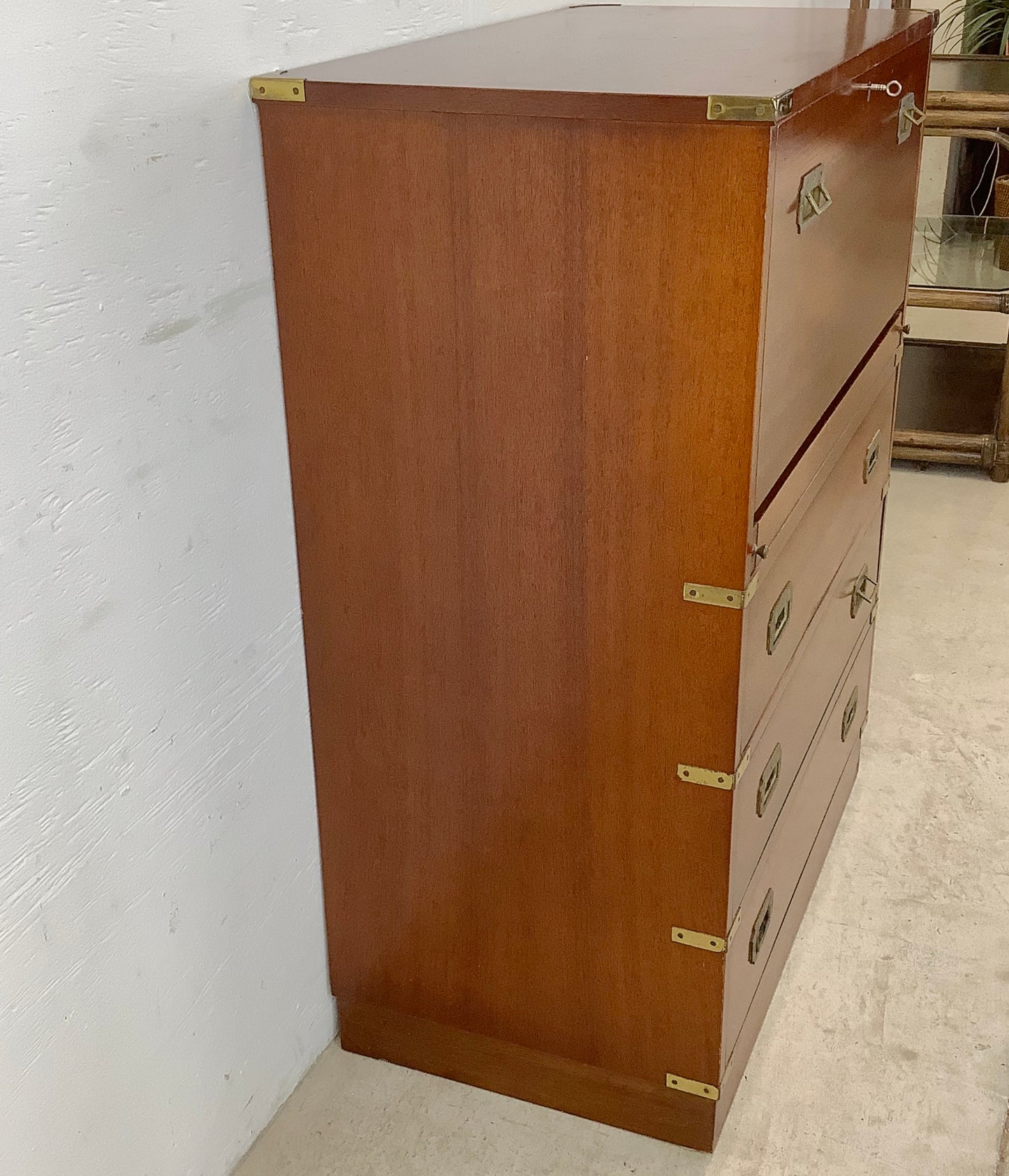Vintage Campaign Dresser With Drop Front Desk by Doherty