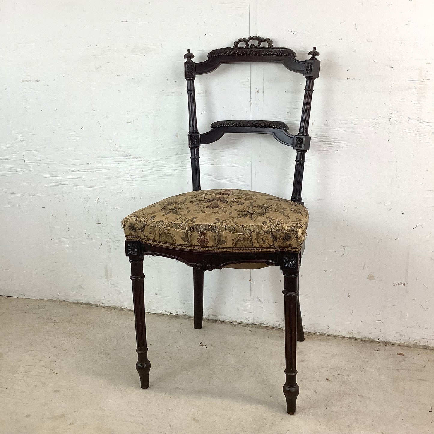 Graceful Napoleon III Style Side Chair with Floral Upholstery