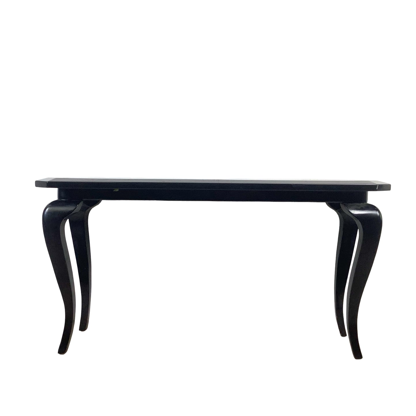 Postmodern Black Lacquer Console Table – Sculptural Legs
