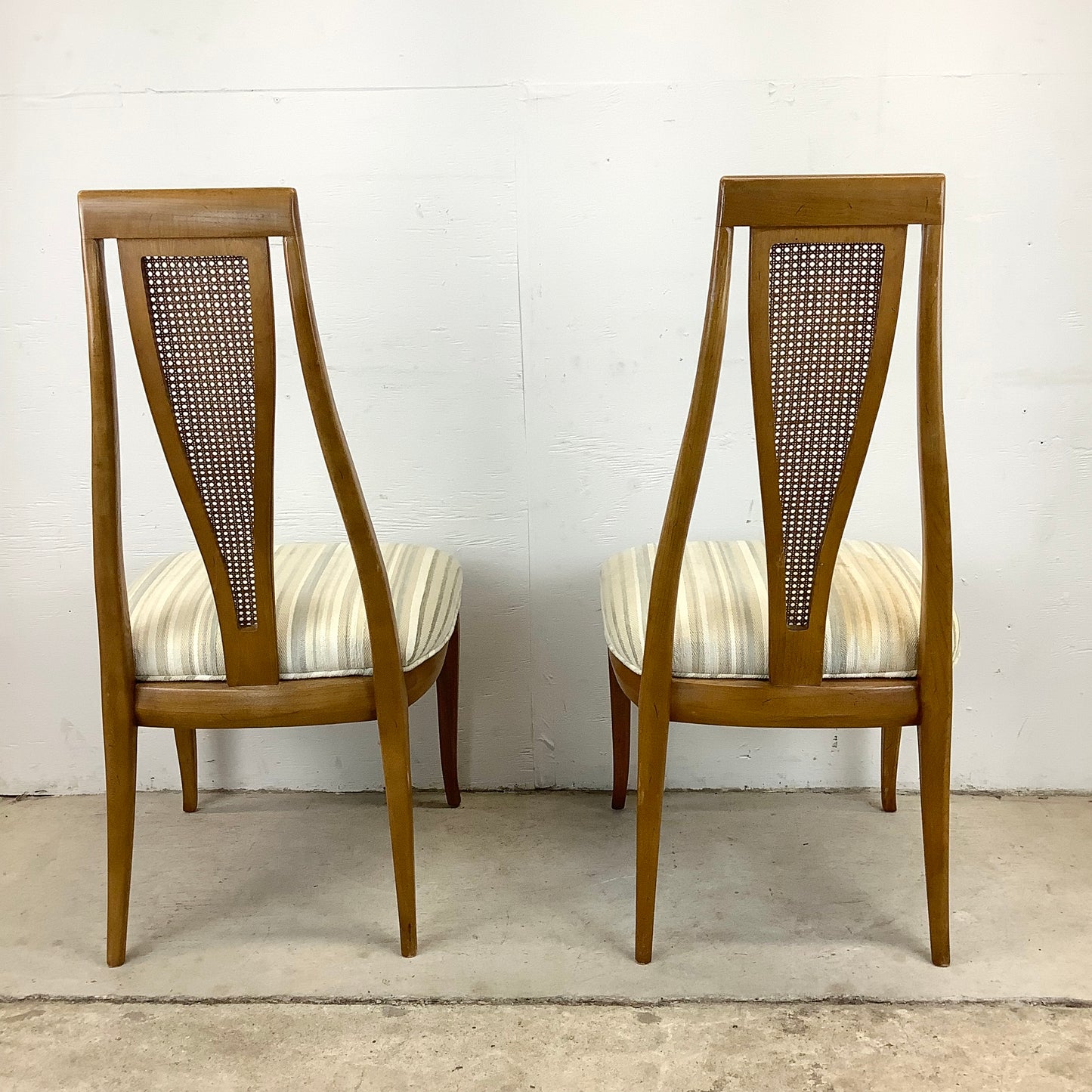 Vintage Highback Cane Detail Dining Chairs- Six