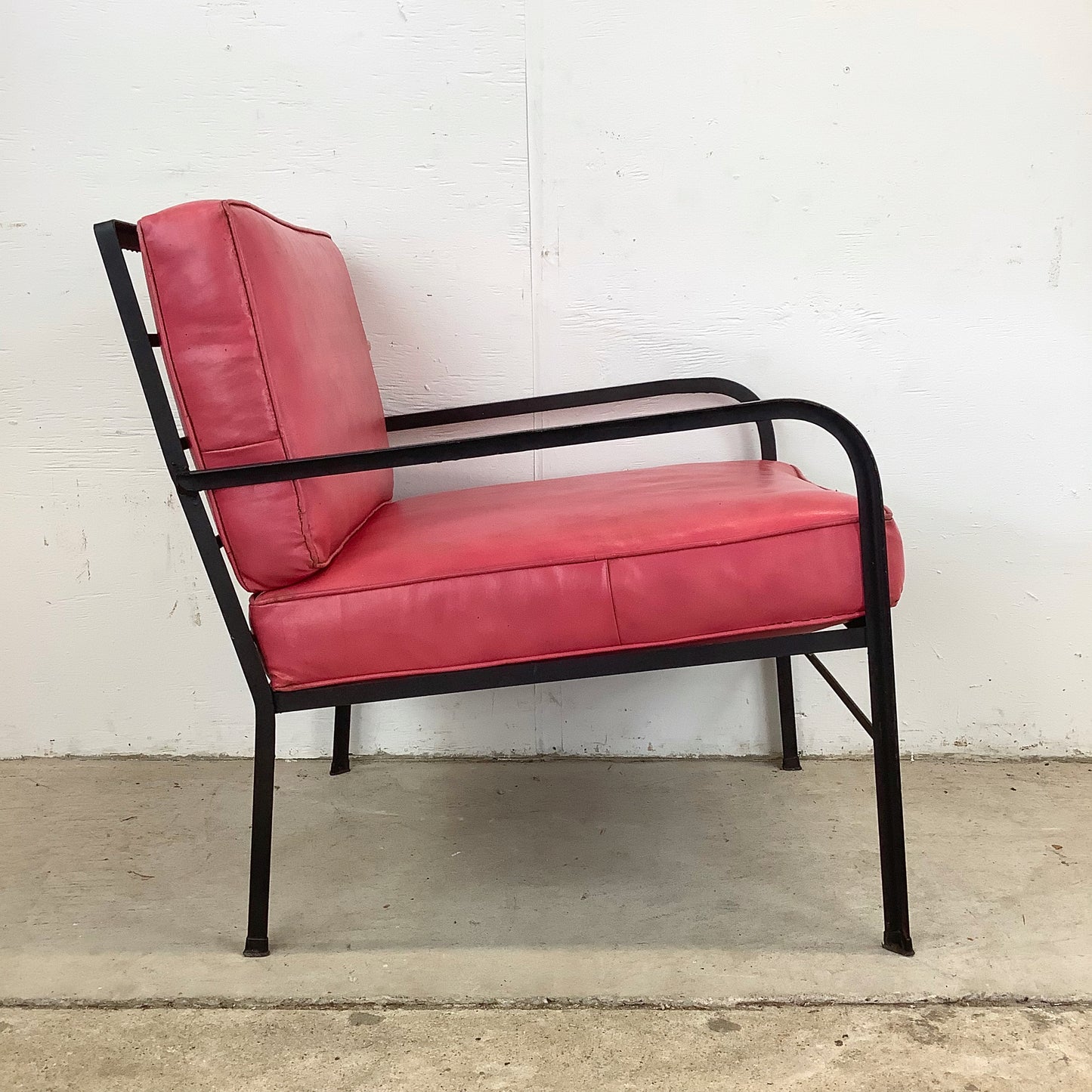 MCM Wrought Iron Patio Chair with Ottoman