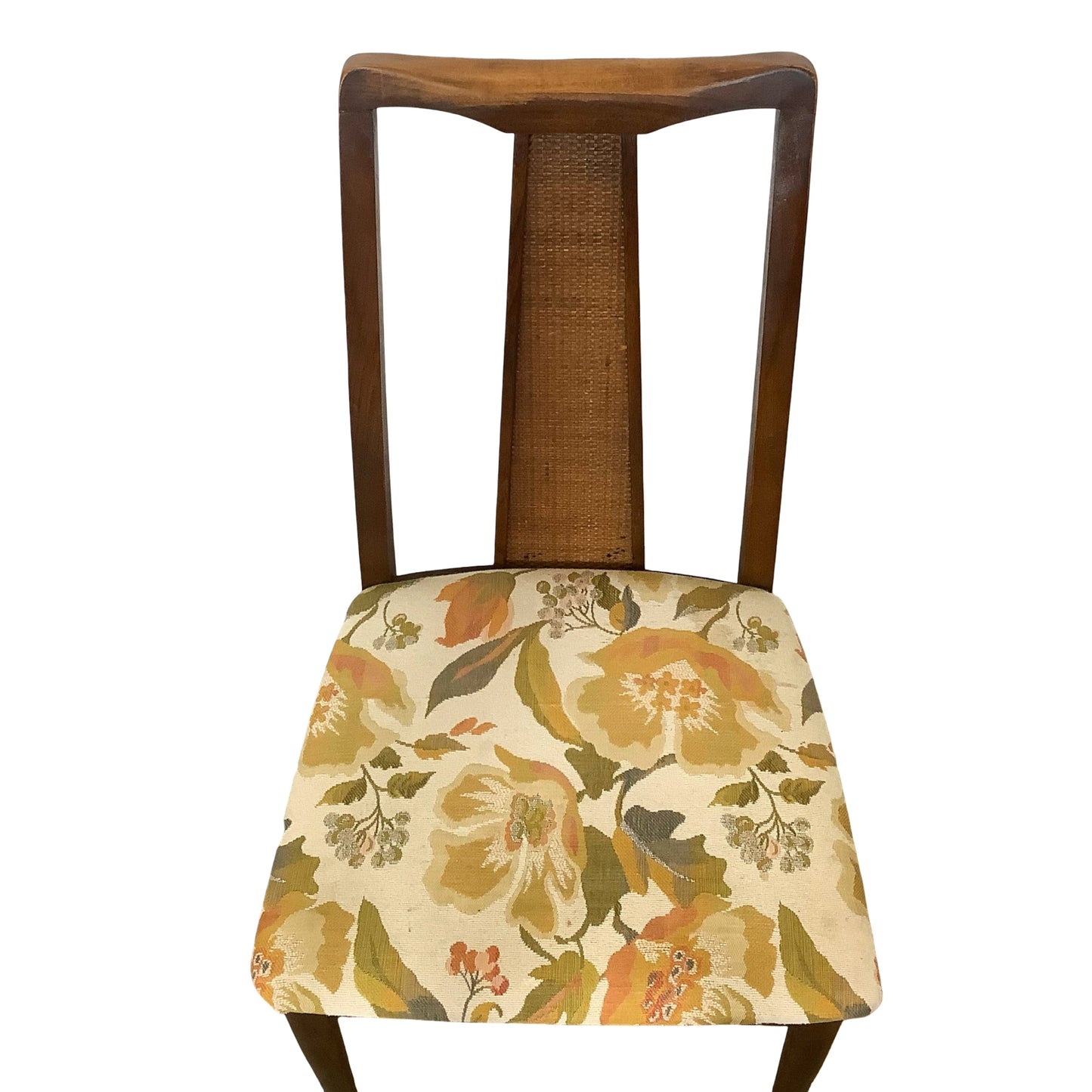 Vintage Mid-Century Modern Walnut & Cane Dining Chairs - Set of 6