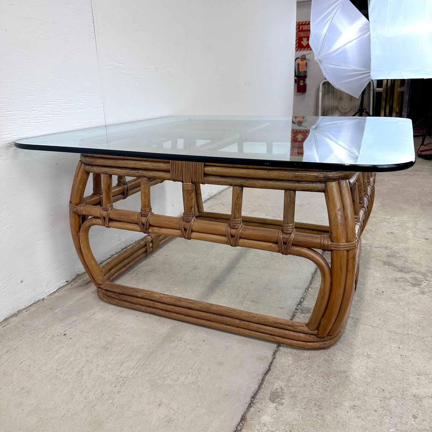 Ficks Reed Bamboo and Glass-Top Coffee Table,